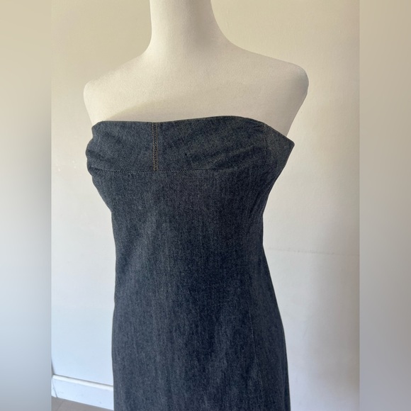 Polo Jeans Ralph Lauren 90s Vintage Y2K Strapless Denim Mini Dress Size 6 - Picture 3 of 10